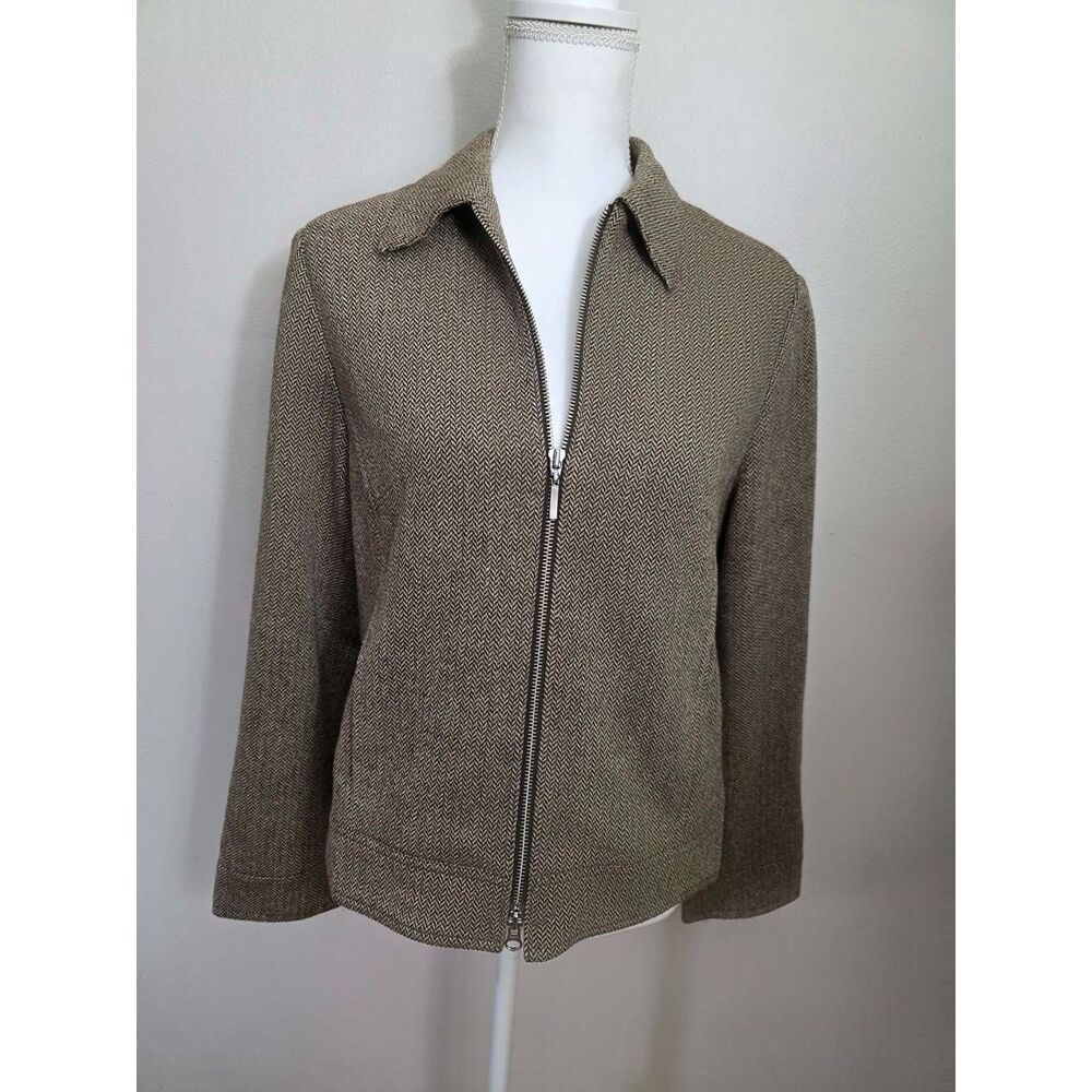 Classiques Entier brown and cream herringbone wool-blend jacket